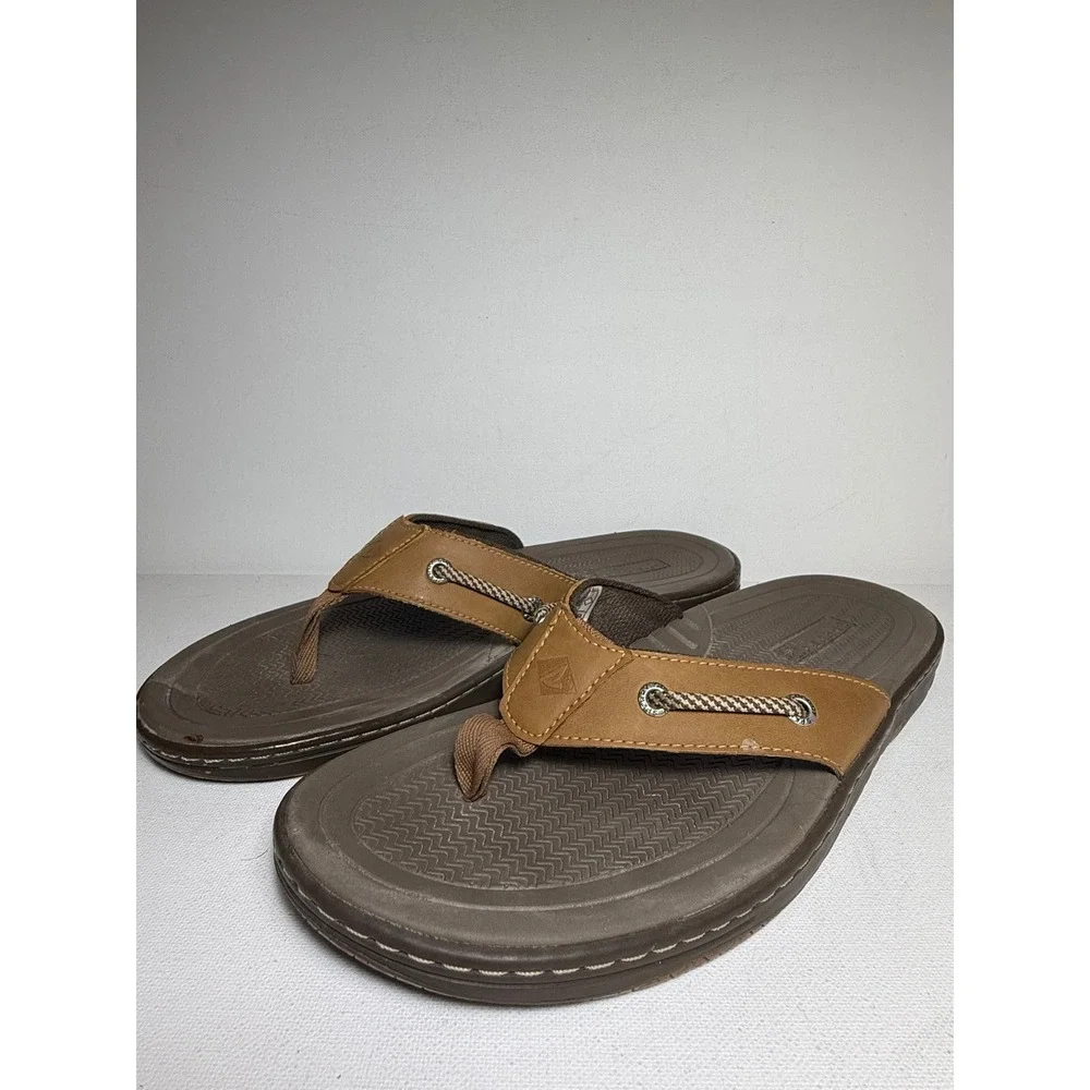 Sperry Top Sider Sandals Mens 8M Havasu Casual Slip On Thong Flip Flops Brown